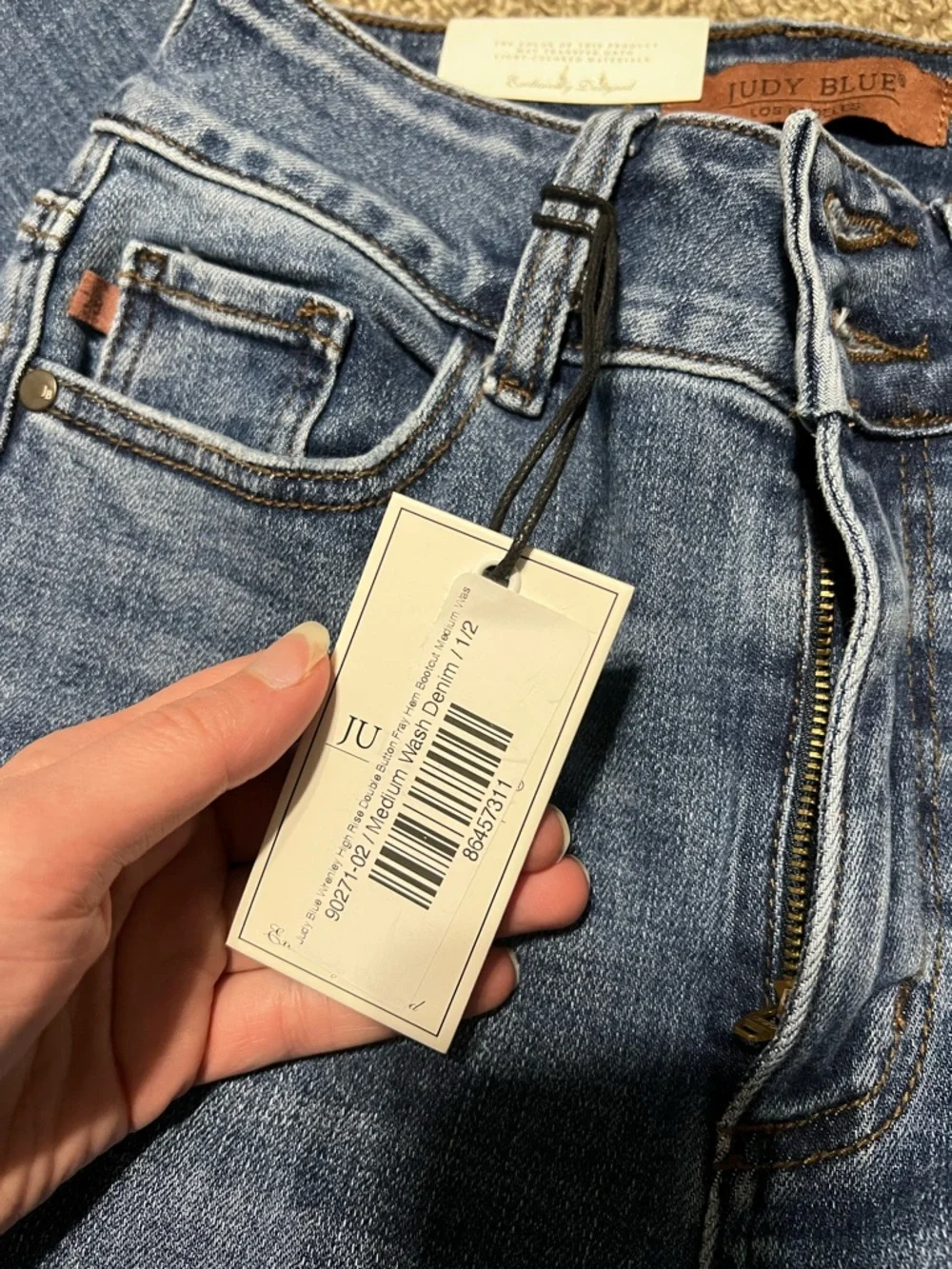 Judy Blue High-Rise Dark Blue Women's Jeans with Raw Hem - Picture 4 of 5